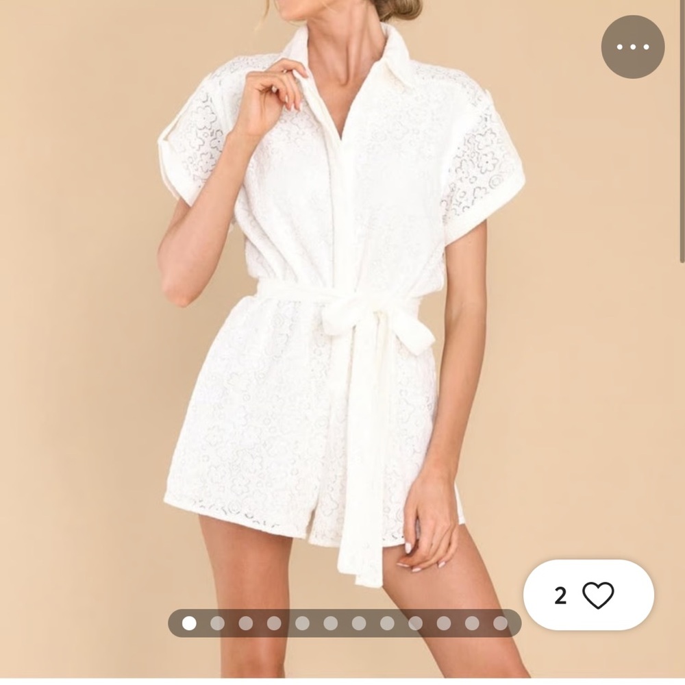 Storia white lace double-layer romper